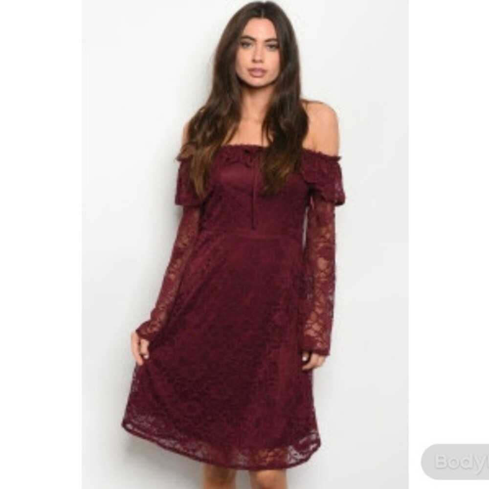 Burgundy Lace Dress S